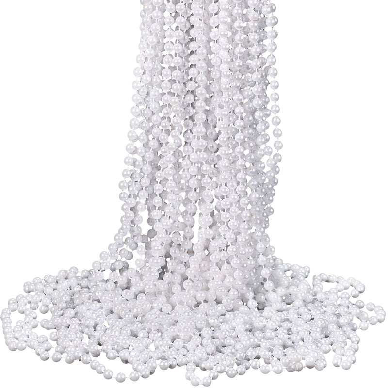 Sureio 36 Pack Long Pearl Necklace Fake Pearl Necklace Bulk Costume Jewelry for Women 1920S White Faux Beaded Strand Layered Accessories for