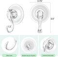 VIS'V Wreath Hanger, Large Suction Cup Wreath Hooks with Wipes, Heavy Duty, 22 LB Capacity, Removable and Reusable, Clear, 8 Pcs