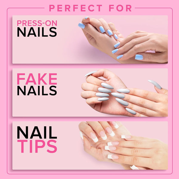 Super Strong Nail Glue for Press on Nails, Nail Tips & Acrylic Nails (8Ml) NYK1 Nailbond Brush on Glue for Press Ons, Tips & Acrylics - Long