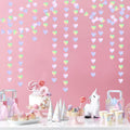 Iridescent Disco-Holographic Heart Garland - 52Ft Wedding Hanging Decoration Neon Streamers Banner, Perfect for Bridal Shower, Birthday, Baby