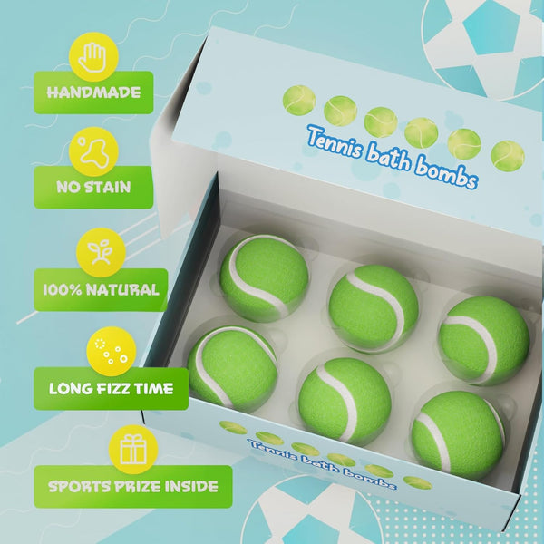 6Pc Sporty Kids Bath Bombs with Surprise inside - Girls & Boys Bath Toys W/ 6 Sports Prizes - Perfect for Birthdays, Holidays -Toddlers 3+