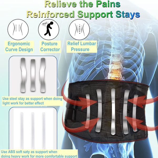 Lower Back Brace for Men Women Back Pain Relief Back Support Belt- Posture Corrector Breathable Adjustable Belt for Lifting, Scoliosis, Herniated