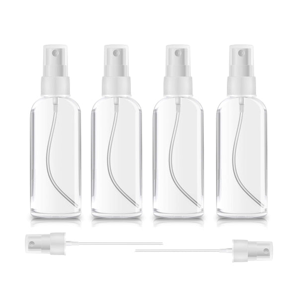 4 Pack Spray Bottles 1Oz Clear Plastic Empty Refillable Mini Spritzer for Travel, Cleaning, Gardening, Skin Care Atomizer for Essential Oils, Perfume