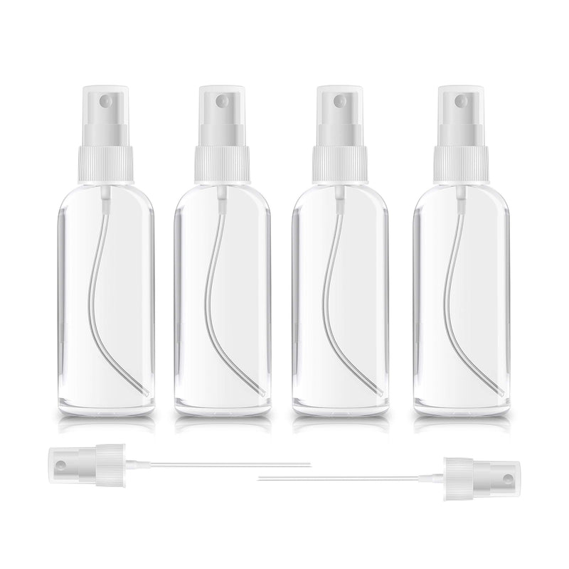 4 Pack Spray Bottles 1Oz Clear Plastic Empty Refillable Mini Spritzer for Travel, Cleaning, Gardening, Skin Care Atomizer for Essential Oils, Perfume