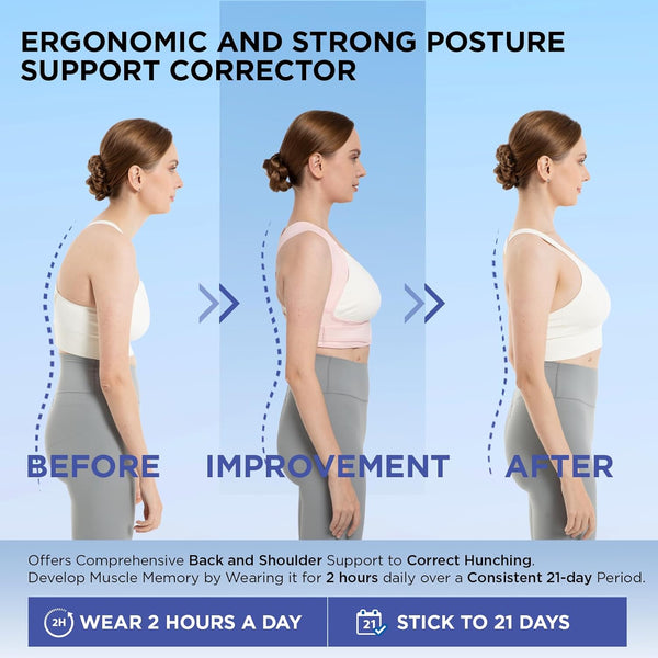 Vicorrect Posture Corrector for Women - Upper Back Brace Adjustable & Breathable for Posture Correction: Neck Shoulder & Upper Back Pain Relief