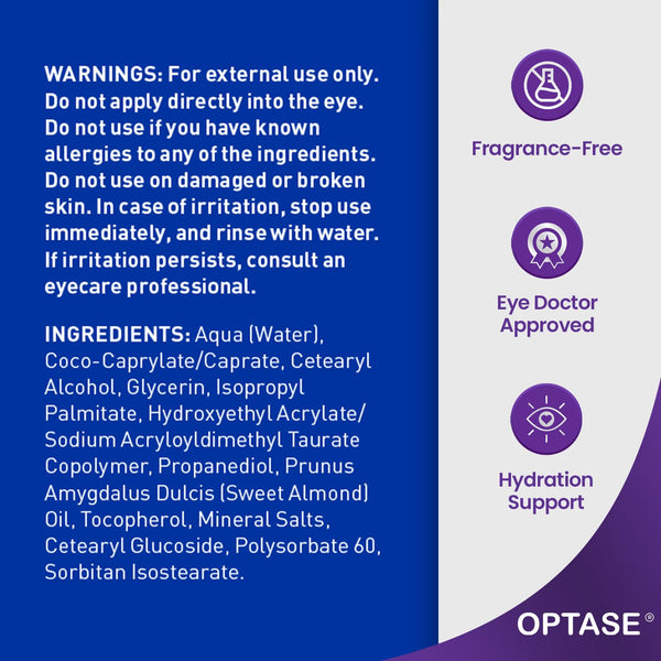 Optase LIFE Sensitive Eye Daily Renewal Cream, 15Ml - Fast-Acting, Preservative-Free Hydrating Eye Cream for Dry, Sensitive Skin - Lightweight,