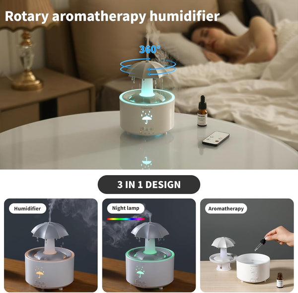 Humidifiers for Bedroom,Aromatherapy Essential Oils Diffuser,Quiet Ultrasonic Clouds and Cool Mist Humidifier, 7 Colors Breathing LED
