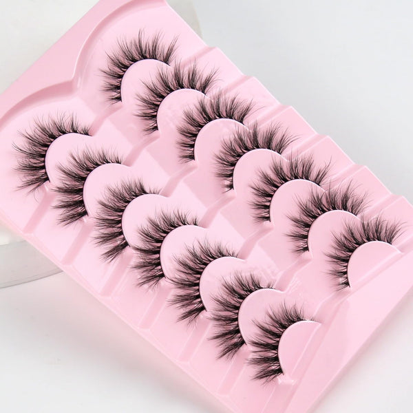 Lashes Natural Cat Eye Lashes Wispy Eyelashes 15Mm False Eyelashes Wispy Lashes 3D Volume Strip Eyelashes Thin Cotton Band Soft Fake Eyelashes