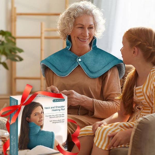 Heating Pad for Neck and Shoulder Pain Relief, Fathers Day Birthday Gifts for Dad from Daughter, Weighted Heated Wrap, 6 Heat Settings 2 Hours