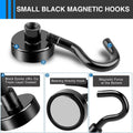 LOVIMAG Black Magnetic Hooks, 30Lbs Strong Magnetic Hooks Heavy Duty with Epoxy Coating for Refrigerator, Magnetic Cruise Hooks for Hanging,