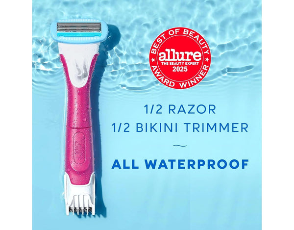 Schick Hydro Silk Trimstyle Razor with Bikini Trimmer for Women | 2-In-1 Bikini Razor for Women and Womens Trimmer for Pubic Hair, Includes 1