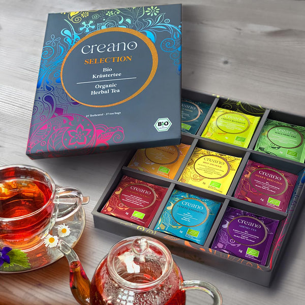 Creano Organic Herbal Tea Sampler Gift Set - Tea Gift Box - 27 Organic Tea Bags in 9 Different Varieties 54 g 27pcs Herbal Tea