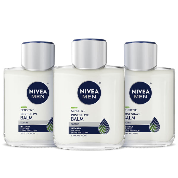NIVEA MEN Sensitive Soothing Post Shave Balm with Vitamin E, Pro-Vitamin B5 and Chamomile Extract, Skin Care Gifts for Dad, Alcohol Free after
