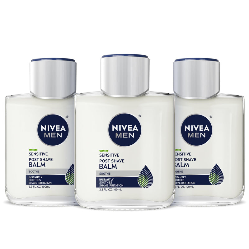 NIVEA MEN Sensitive Soothing Post Shave Balm with Vitamin E, Pro-Vitamin B5 and Chamomile Extract, Skin Care Gifts for Dad, Alcohol Free after