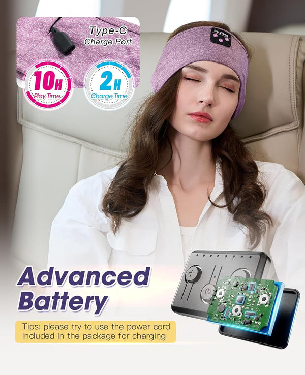 Perytong Sleeping Headphones Bluetooth 5.4 Headband, Wireless Music Sleeping Mask Headphones Earbuds Earphones Sweatproof for Women Mom Sports
