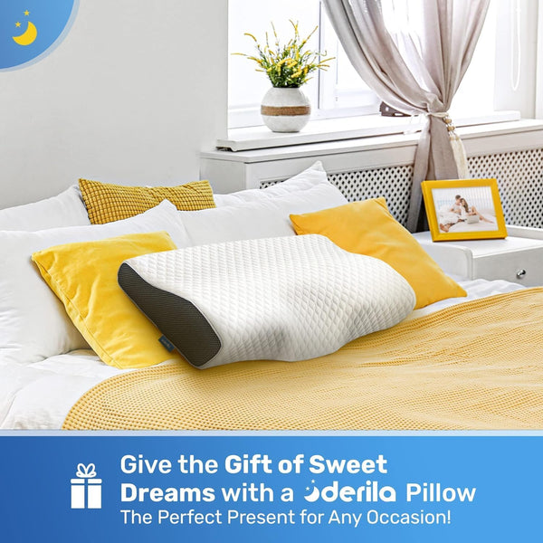 Derila Cervical Queen Size Pillow for Sleeping - Support Pillow for Side, Back, Stomach Sleepers - Contour Best Bed Pillows for Sleeping
