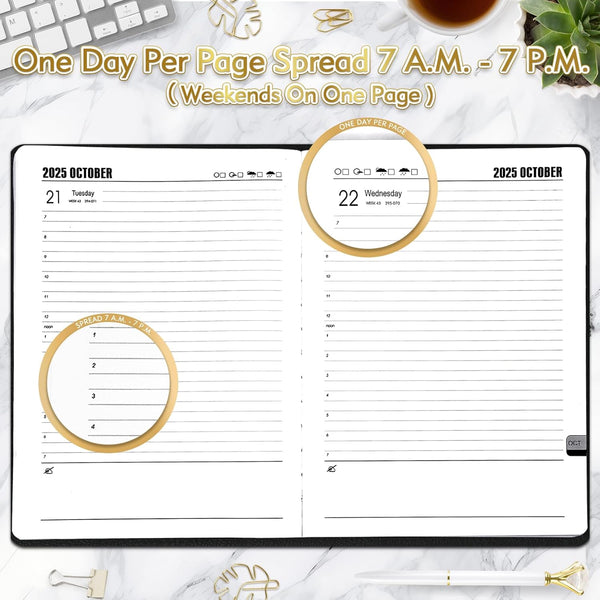 KESOTE Large Daily Planner 2025-2026 Full Page per Day, Hourly Schedule 8.5" X 11" Academic Diary Day Planner 12 Month (July 2025 - June 2026),