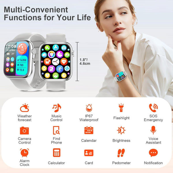 GADIXY Smart Watches for Men Women with Bluetooth Calls,1.83" Fitness Tracker with Spo2/Hr/Sleep/Bp Monitor,110+ Sports Activity Trackers,Ip68