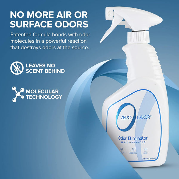 Zero Odor - Multi-Purpose Strong Odor Eliminator for Home, Office, Car, Bathroom, Hotel, Room Deodorizer, and Odor Neutralizer, 16Oz