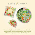 Bee'S Wrap Beeswax Wraps for Food - Garden Party 3 Pack (S, M, L) Made in USA Reusable & Organic Food Wraps, Sandwich Wrap & Bowl Covers -