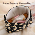 Cosmetic Bag Makeup Bag Preppy Cute Corduroy Toiletry Bag for Women Travel Essentials (Full Beige)