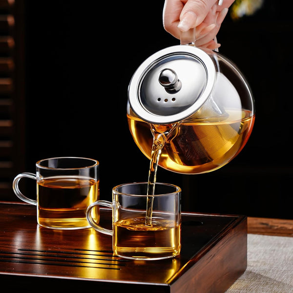 PARACITY Glass Teapot Stovetop 22 Oz/650Ml, Tea Pot with Removable 18/8 Stainless Steel Infuser, Borosilicate Clear Tea Kettle, Teapot Blooming