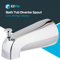 EZ-FLO 5 Inch Zinc Bath Tub Diverter Spout, 1/2 Inch IPS Pipe, Chrome, 15083