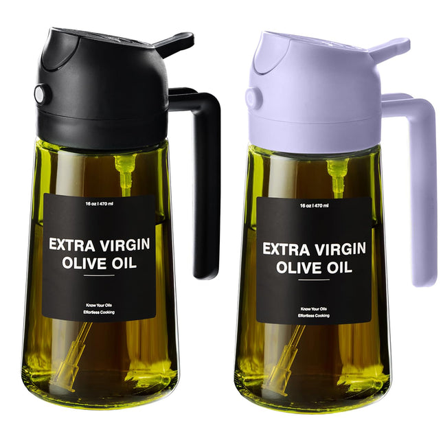 CXINYI - 16Oz/470Ml Olive Oil Dispenser for Kitchen with Stickers - 2 in 1 Olive Oil Sprayer for Cooking, Air Fryer, and