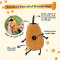 Dog Poop Bag Holder for Leash with Waste Bags and Keychain Clip, Easy Refill, Unscented, Doggy Walking Accessory, 1 Caveman Dispenser and 15 Count