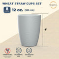 Wheat Straw Cups 8 PCS Good Alternative to Plastic Reusable Cups 12 Oz Unbreakable Drinking Cup Reusable Dishwasher Safe Water Plastic Glasses