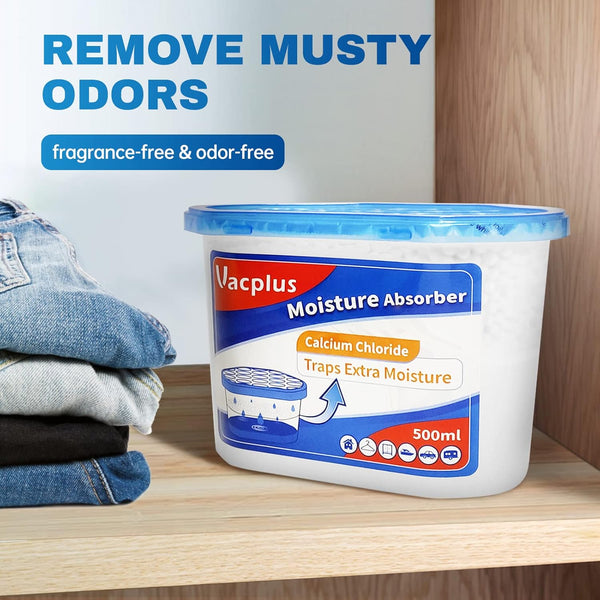 Vacplus Moisture Absorbers 6 Pack, 10.5 Oz Portable Humidity Absorber Boxes for Your Bathroom, Closet & Car, Dehumidifier with Fragrance Free,