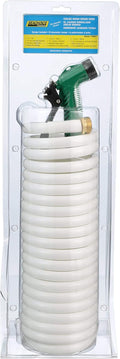 Seachoice Coiled Washdown Hose W/ Sprayer and Brass Fittings, 25 Ft., White