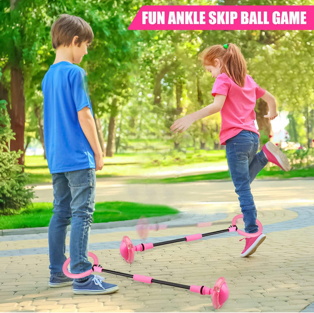 Ankle Skip Ball for Kids - Foldable Flash Wheel Skip Ball, Outside Game Toys for Kids & Adults, Gift for Boys & Girls Ag