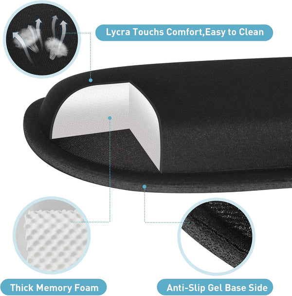 Yolanda Keyboard Wrist Rest Memory Foam, Easy Typing Pain Relief, Keyboard Mouse Pad Set for Computer, Laptop, Home & Office