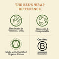 Bee's Wrap Vegan Beeswax Wraps for Bread - Beeswax Bread Wrap for Sourdough & Bread Storage - Made in USA Reusable Natural Food Wrap - Meadow