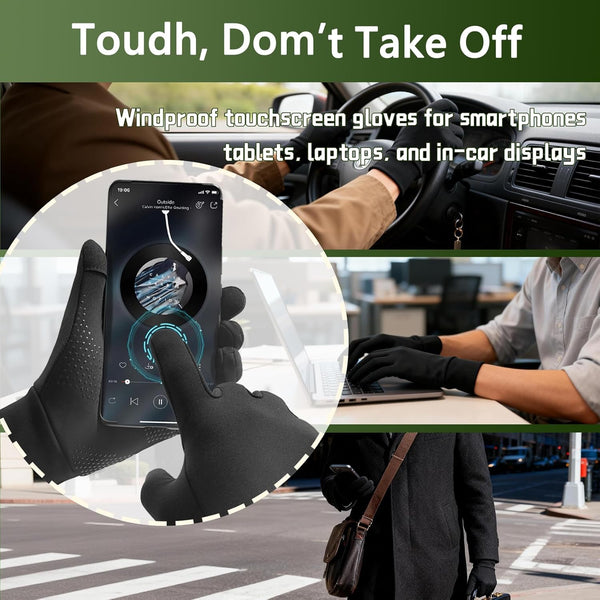 Winter Running Gloves for Men Women Cold Weather Liner Thermal Warm Gloves Black Touchscreen Thin Winter Gloves for Ski Snow Cycling Biking