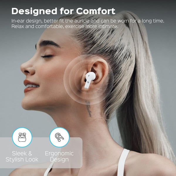 Beleth New Earset Pro1 In-Ear Bluetooth TWS Headphones, Medium Size, White - Includes Cable, Eartips, and Manual