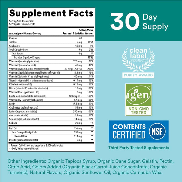 Smartypants Prenatal Vitamins for Women, Multivitamin Gummies: Omega 3 Fish Oil (EPA/DHA), Biotin, Methylfolate, Vitamin D3, C, Vitamin B12, B6,
