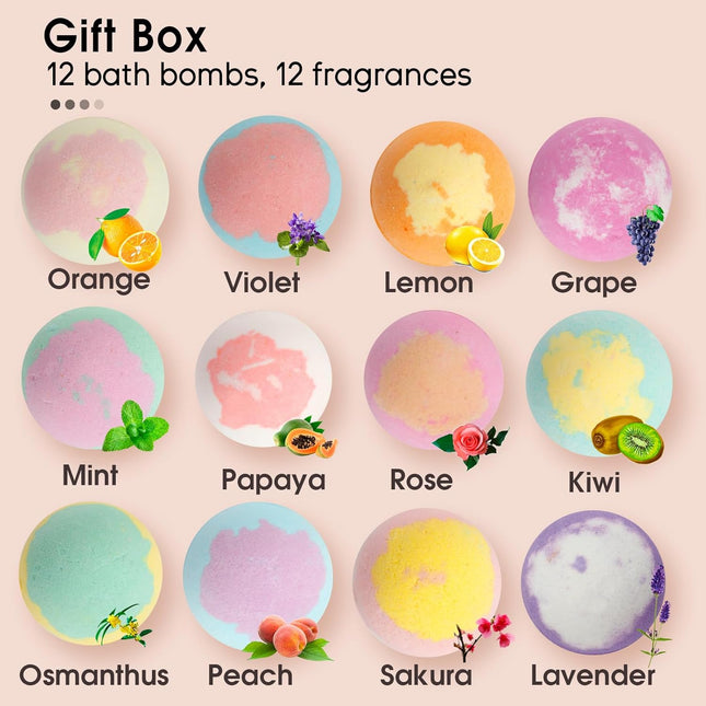 iHave Bath Bombs for Kids and Women, 12 Natural Handmade Bath Bomb Gift Set, Bubble Bath Bombs - Perfect Self Care Relax