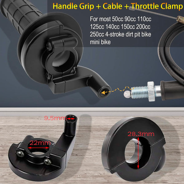 Throttle Handle Grips and Cable for ATV Quad Pit / Dirt Bike Baja Mini Bike Mb165 Mb200 196Cc 200Cc Doodlebug Bike Fit for 22Mm Bar by TOPEMAI