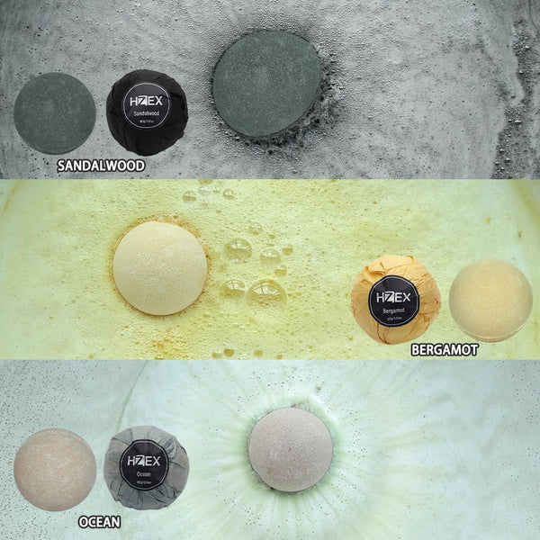 Bath Bombs, HZEX 6 Large Natural Luxury Charcoal Bathbomb Fizzes for Men Women, Organic Bath Bomb with Essential Oils and Shea Butter, Stress