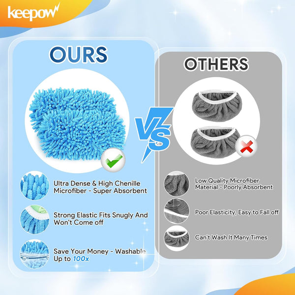 KEEPOW Reusable Mop Pads Compatible with Swiffer Sweeper Mop â Microfiber Wet & Dry Mopping Cloths for All Floors, Washable Compatible with