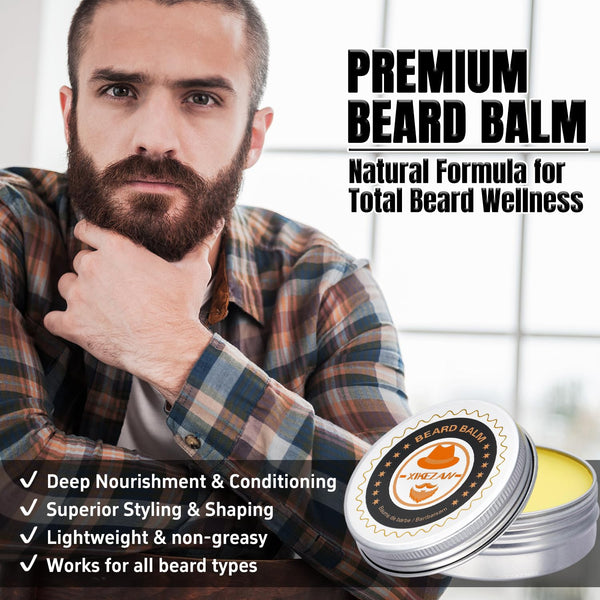 XIKEZAN Fathers Day Dad Gifts,Beard Kit for Men Grooming & Care W/Beard Conditioner, Wash, Oil, Balm, Brush,Birthday Valentines Gifts for Men Him