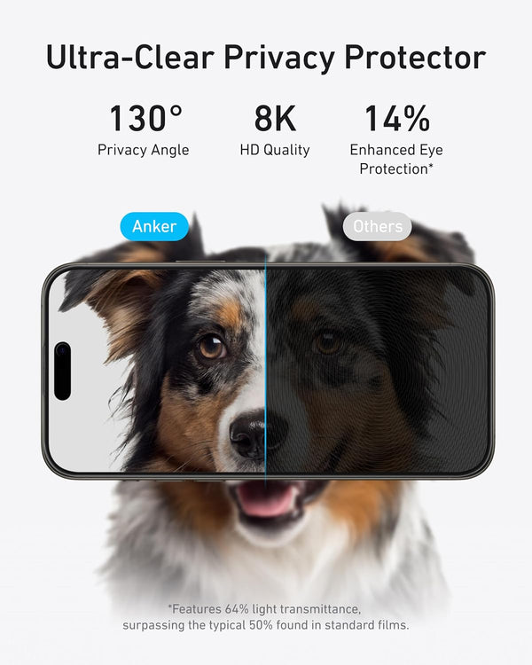 Anker Screen Protector, Bubble-And-Dust-Free Iphone HD Tempered Glass, Durable and Drop-Proof with 9H Hardness, Easy Installation Exclusively for