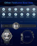 Smartwatch Men Fitness Tracker Watch: Smart Watches 1.53" round Touchscreen 3ATM Waterproof LED Flashlight Bluetooth Call Heart Rate Blood