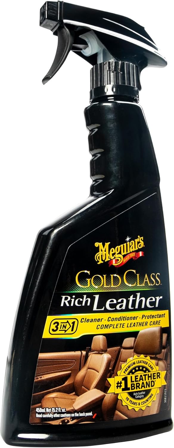 Meguiar's Gold Class Rich Leather Cleaner and Conditioner 3-in-1 Spray, Non-Greasy Car Leather Cleaner and Conditioner Treatment with Advanced UV