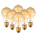 Jslinter 6-Pack Edison Light Bulb 60 Watt, Dimmable A19 Antique Vintage Old Fashioned E26 Incandescent Light Bulbs, Amber Warm White
