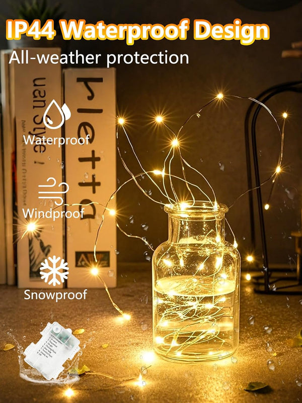 4 Pack 100 LED Fairy Lights Battery Operated with Remote, 33FT Waterproof Twinkle Lights with Timer & 8 Modes, Fairy String Light Outdoor Indoor