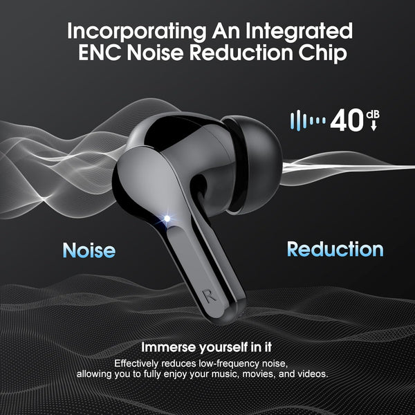 Wireless Earbuds Bluetooth 5.3 Headphones, 40H Playback Hifi Stereo Ear Buds with LED Display, ENC Noise Cancelling Earbuds, IP7 Waterproof In-Ear
