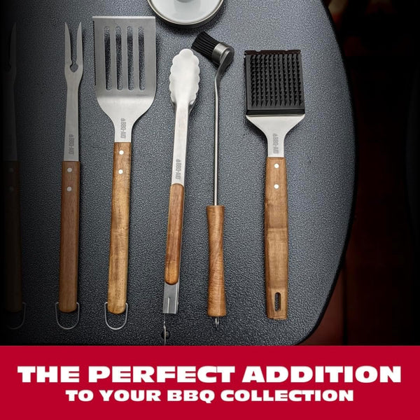 BBQ-AID All Angles BBQ Grill Brush for Outdoor Grill â Cleans All Angles, Large Wooden Handle, and Stainless Steel Bristles - BBQ Brush for Grill